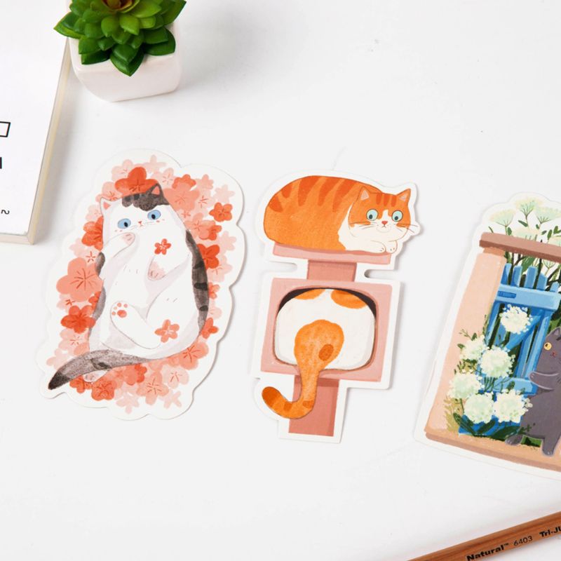 엽서 손으로 그린 고양이 모양 고양이 뒷마당 귀여운 손으로 그린 낙서 스타일 작은 신선한 귀여운 동물 모양의 카드 HCCY